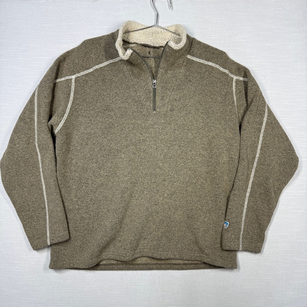 Kuhl Europa 1/4 Zip Fleece Pullover Men XL‎ Brown Tan Sherpa Alfpaca